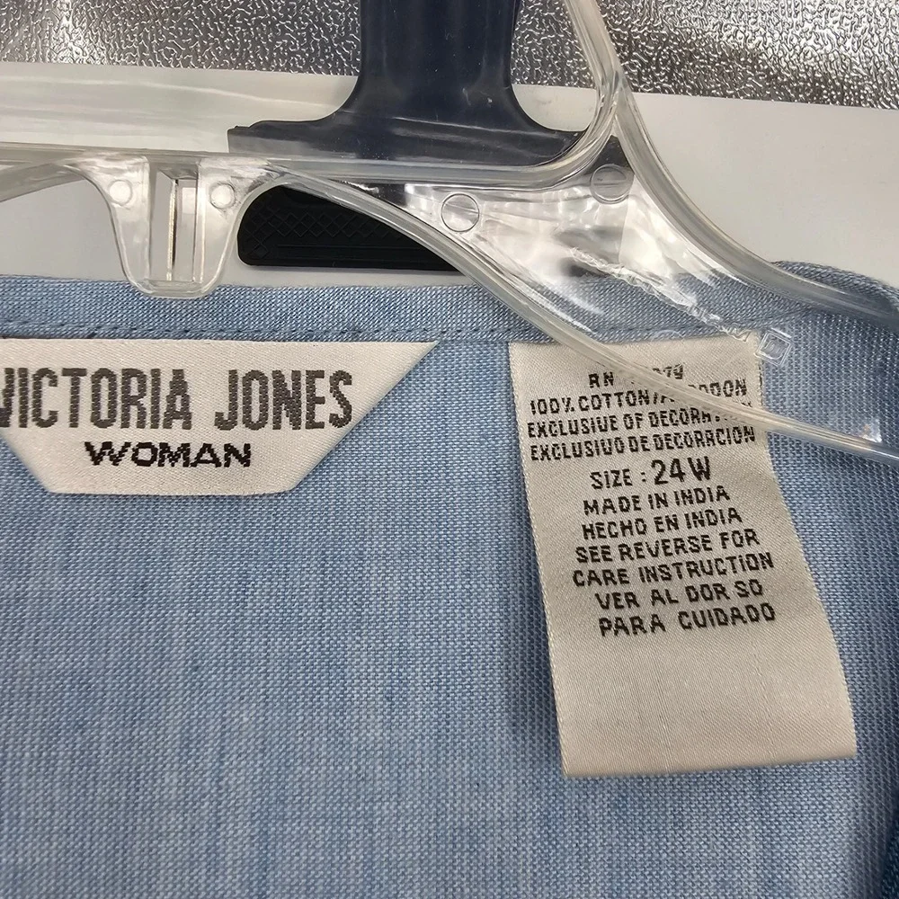 Vintage 90s Victoria Jones 24W Denim Vest Hand Embroidered Patchwork Floral NWT